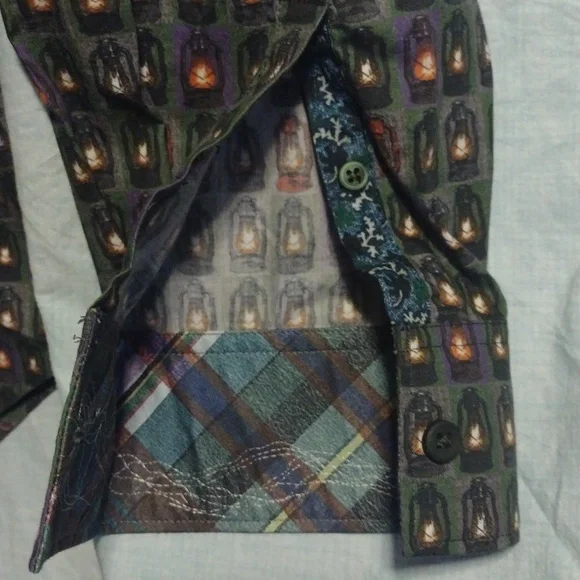 Robert Graham green lantern pattern button down long sleeve shirt size large - Picture 6 of 11
